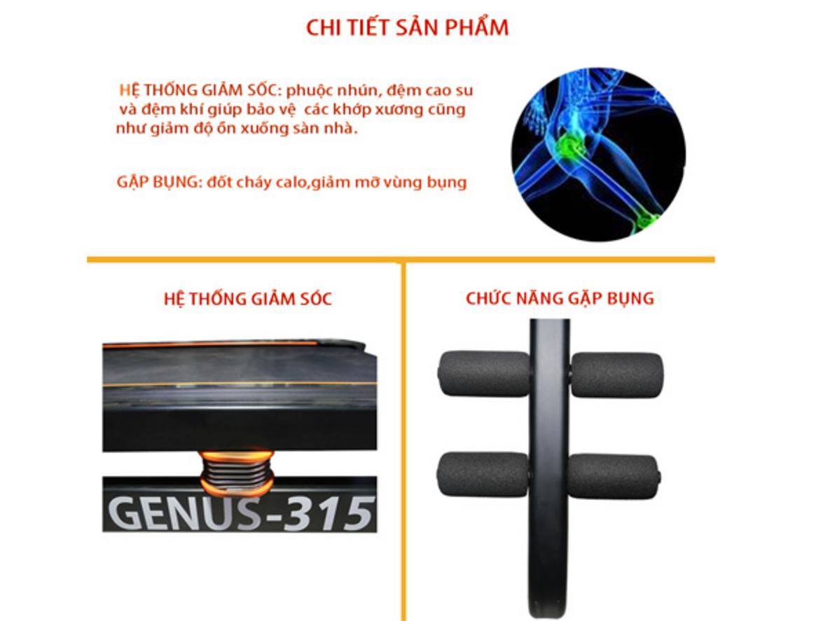 Động cơ và tốc độ của Genus-315IW: mượt mà và mạnh mẽ để chạy hàng ngày; imagePrompt: Close-up of the treadmill motor housing and speed controls.