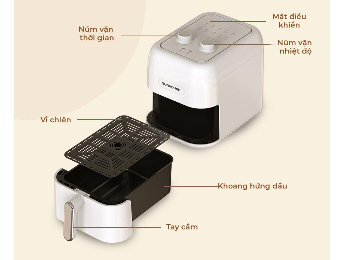 Dung tích 5.5L phù hợp gia đình 4-6 người