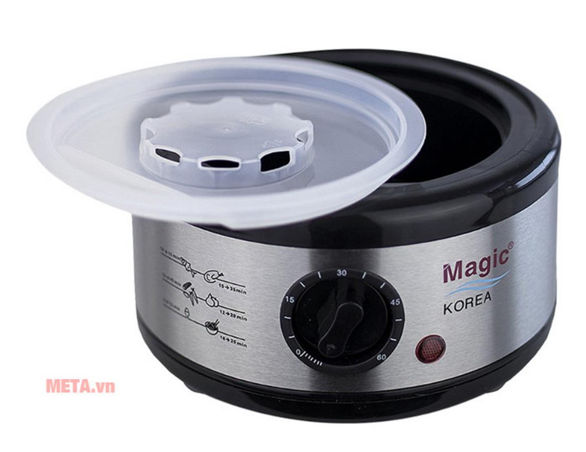 Dung tích 5L, hai tầng riêng biệt giúp nấu nhiều món cùng lúc