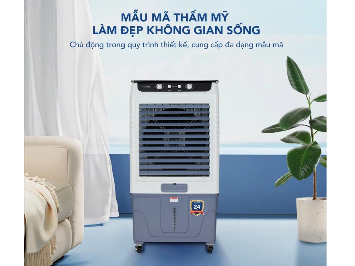 Bình 60L cho thời gian làm mát liên tục, phù hợp không gian lớn.
