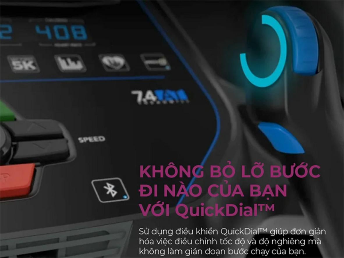 Hệ thống giảm xóc 3 vùng bảo vệ khớp; QuickDial và Bluetooth giúp điều chỉnh nhanh khi đang chạy.