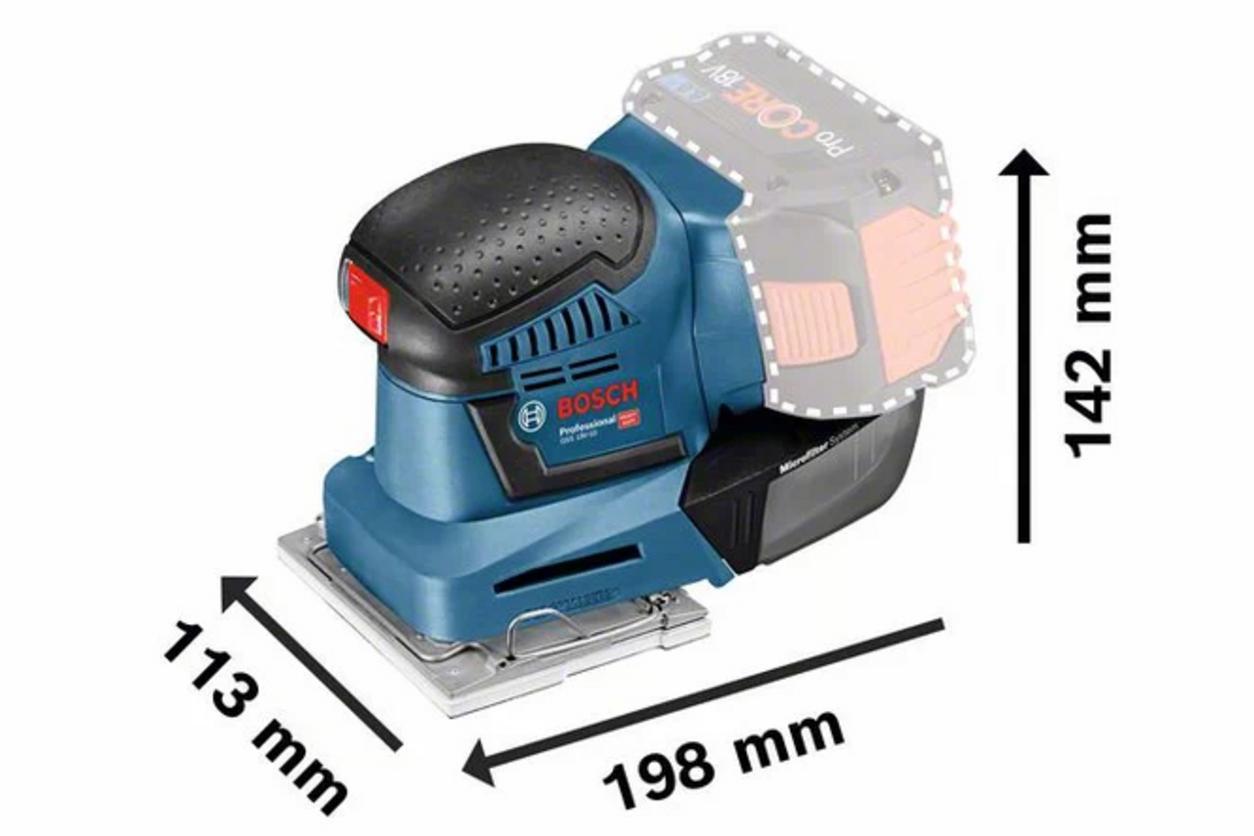 Tốc độ và quỹ đạo cho hiệu suất chà nhanh hơn - Bosch GSS 18V-LI (ảnh demo chà lên gỗ).