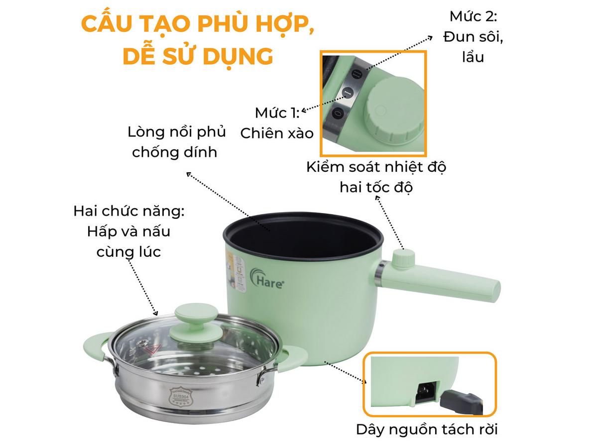 Dung tích 1.5 lít — lý tưởng cho 2-4 người