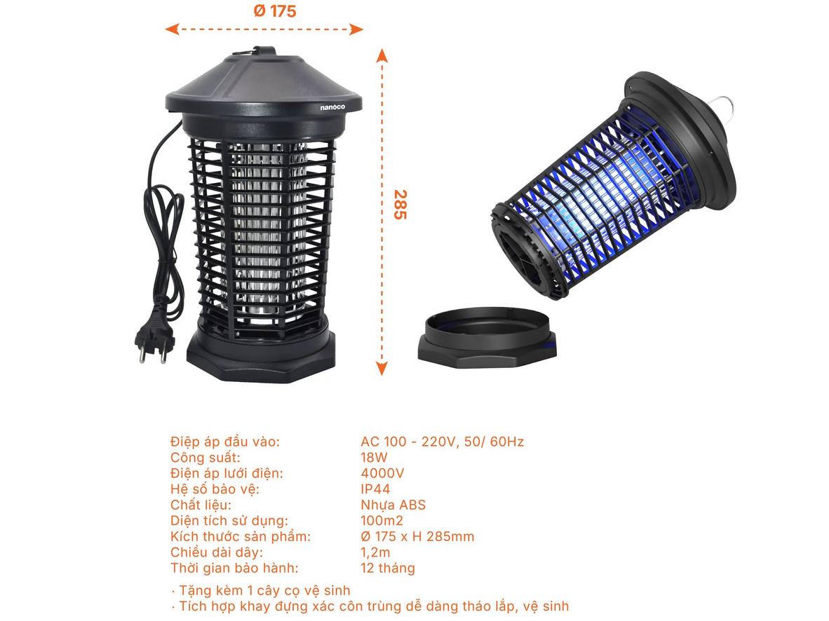 Ánh sáng UV 365nm (18W) thu hút muỗi hiệu quả