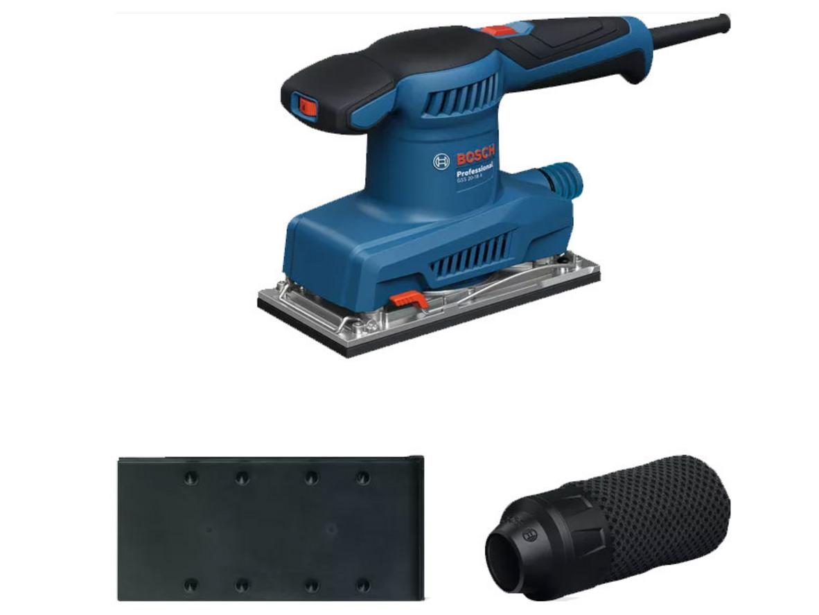 Hiệu suất mạnh mẽ cho hoàn thiện nhanh hơn trên gỗ và bề mặt sơn cũ (Ảnh minh họa: máy đang hoạt động trên tấm gỗ lớn). 