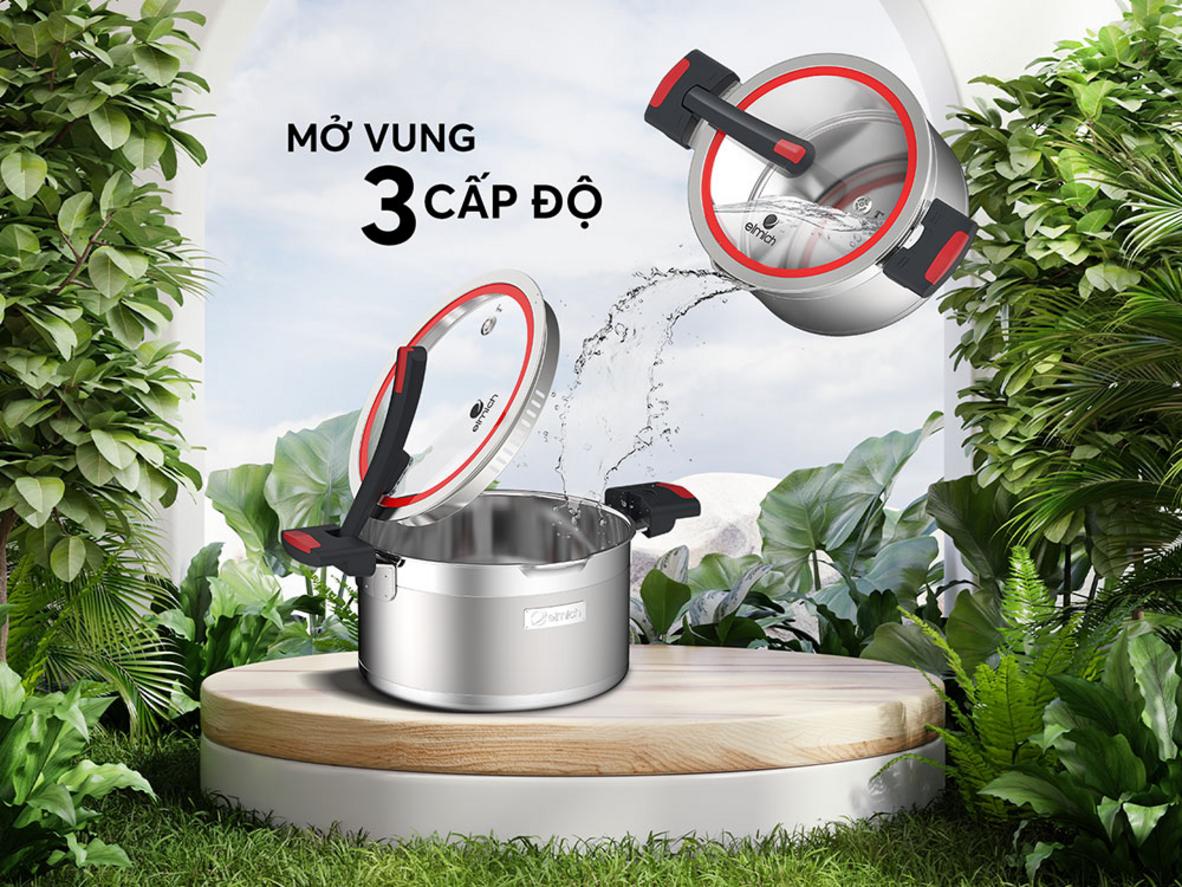 Lòng Inox 304 an toàn thực phẩm; vỏ Inox 430 giúp bắt từ.