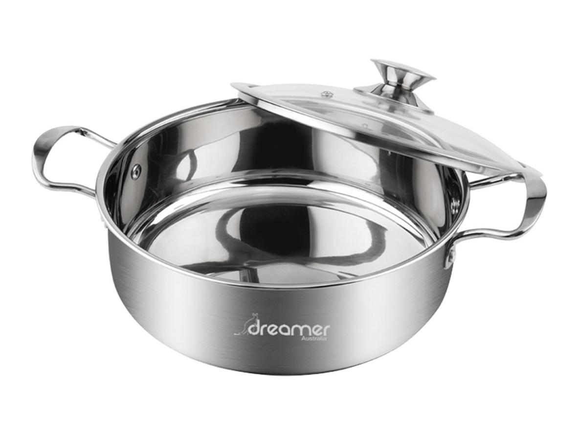Chất liệu Inox SS201 và nắp kính chịu nhiệt.