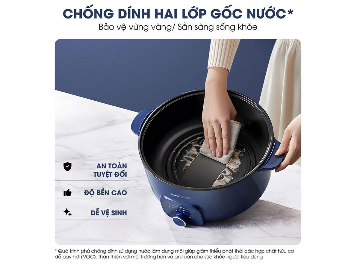 Công suất 2000W và mâm nhiệt ống đôi giúp đun sôi nhanh, nhiệt đều