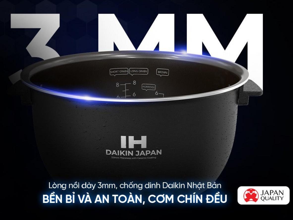 Lòng nồi 3mm phủ Daikin - dễ vệ sinh