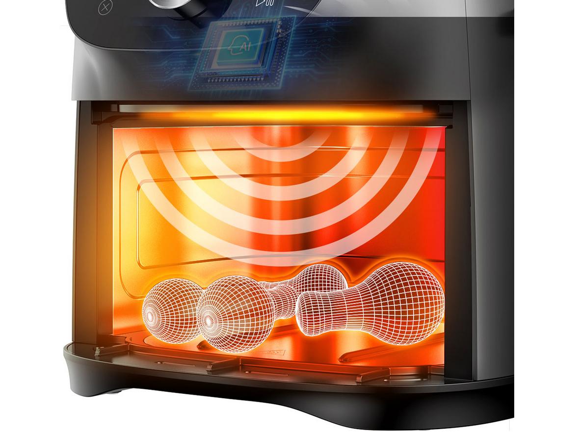 Lòng nồi phủ chống dính, khay thoát mỡ giúp vệ sinh nhanh.