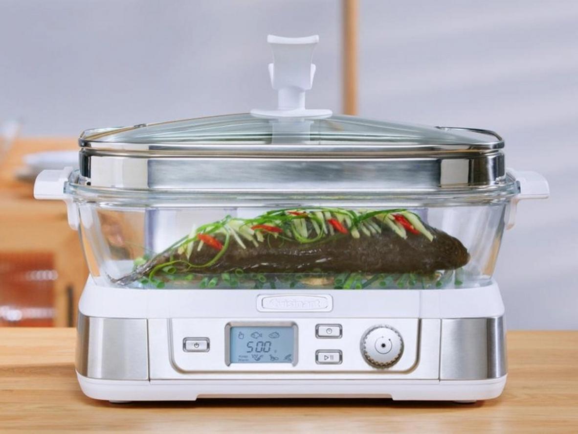 Lòng thủy tinh chịu nhiệt và thân inox tiện lợi cho bếp Việt