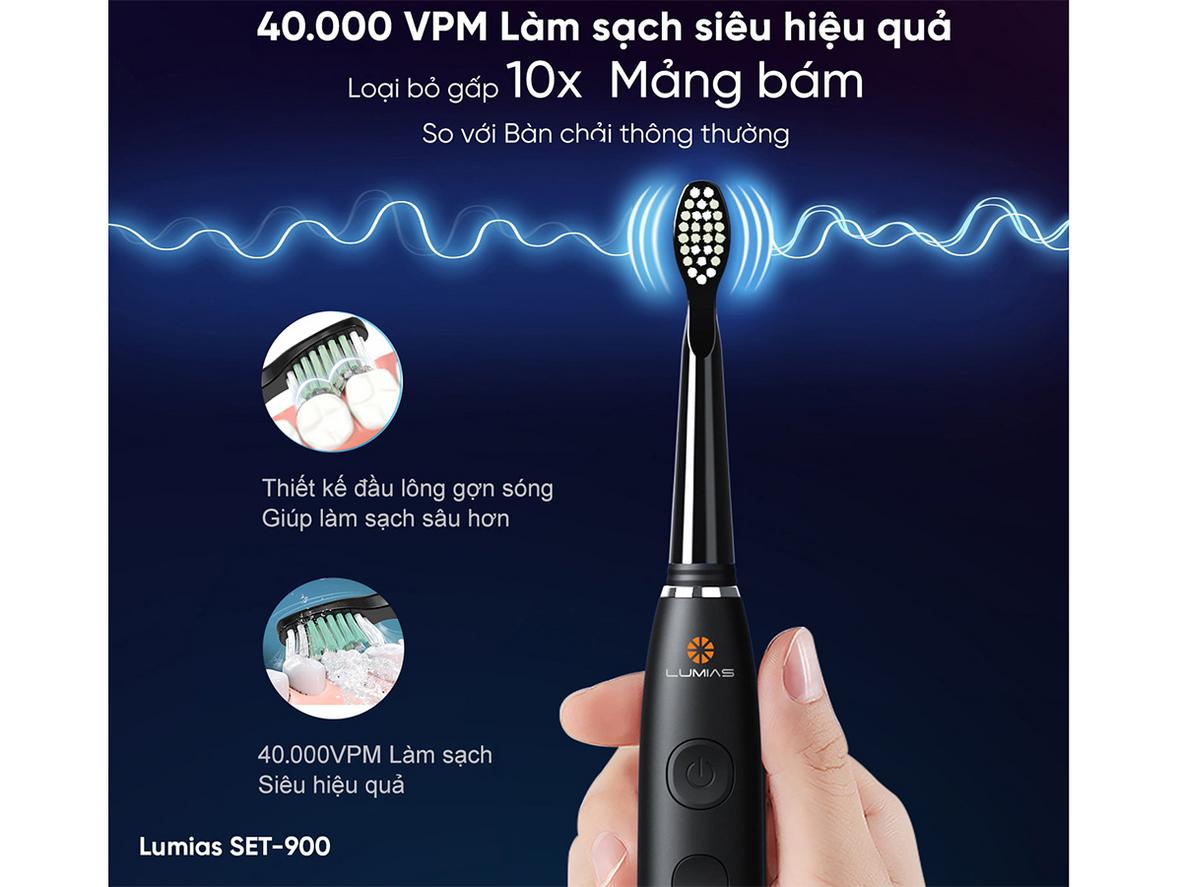 Tần số rung 40.000 lần/phút giúp làm sạch sâu.