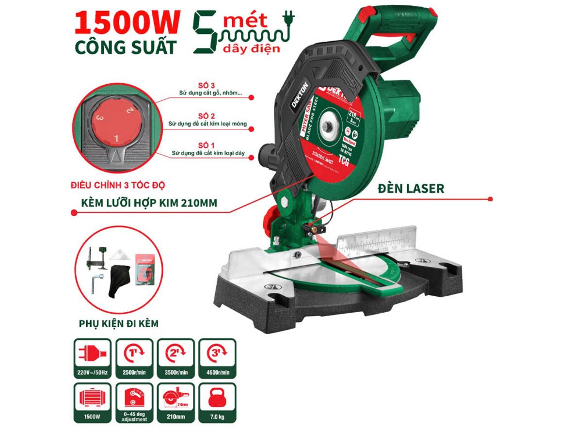 Lưỡi hợp kim Ø210mm và bảng điều khiển 3 tốc độ