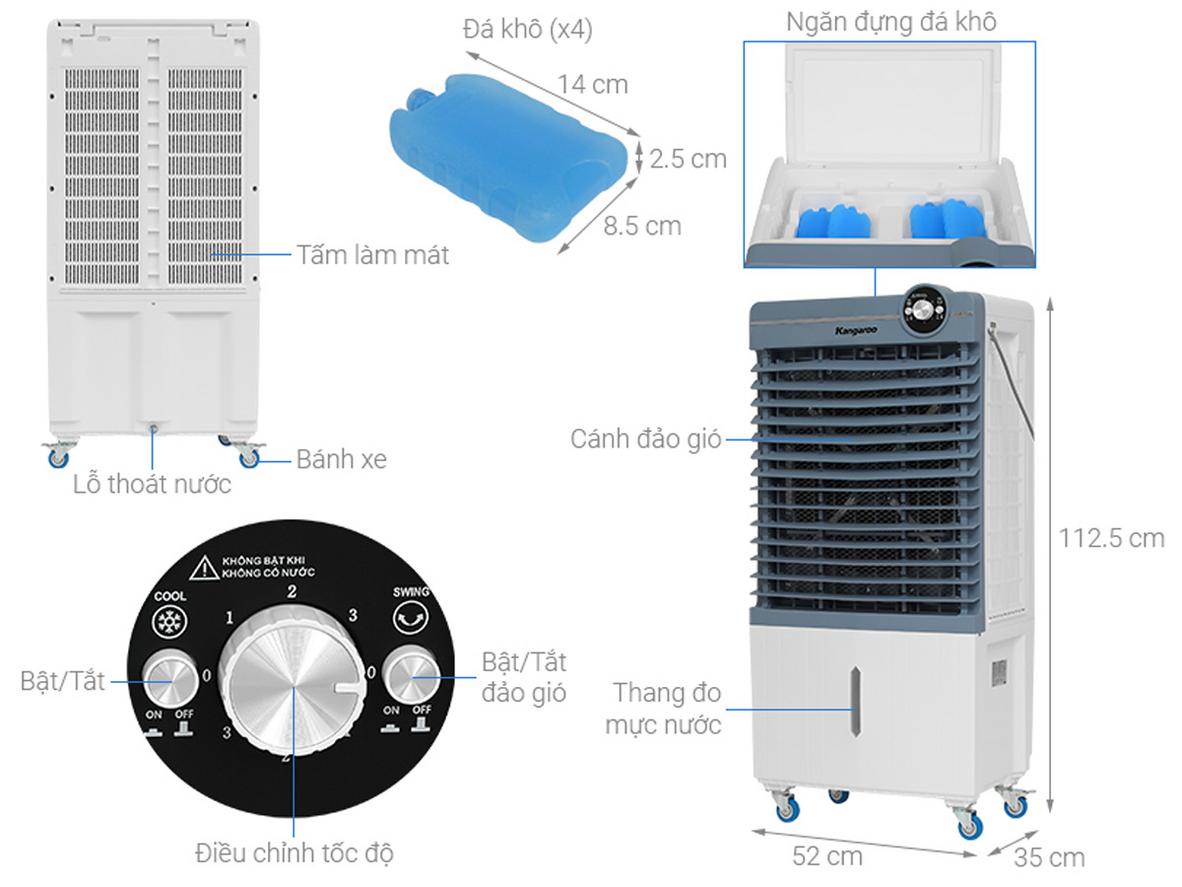 Lưu lượng gió mạnh 6000 m³/h cho diện tích đến 50m²