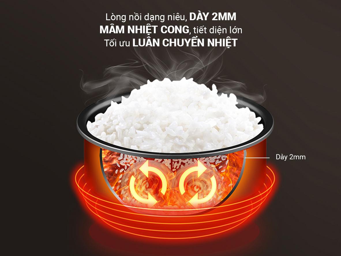 Mâm nhiệt cong ôm lòng nồi, truyền nhiệt đều