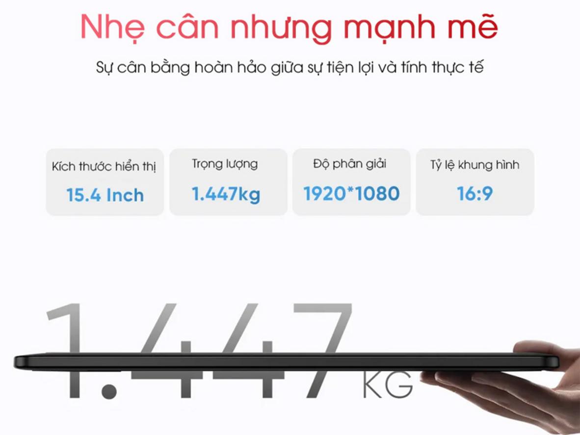 Màn hình full-laminated 15.4" cho màu chính xác và ít parallax