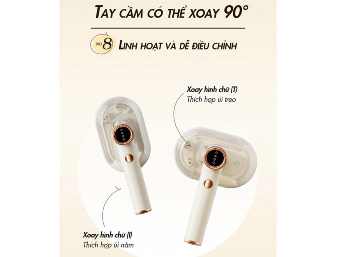 Mặt đế phủ gốm và 8 lỗ phun giúp ủi sạch nếp.