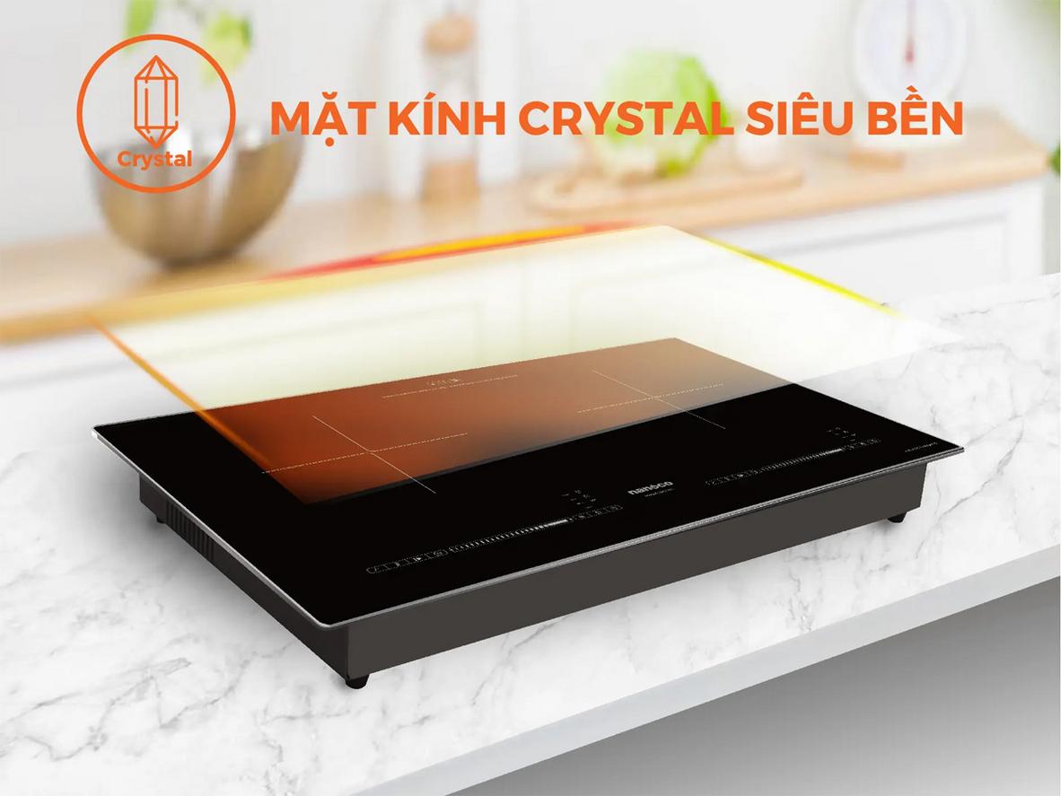 Mặt kính Crystal bền đẹp, dễ vệ sinh