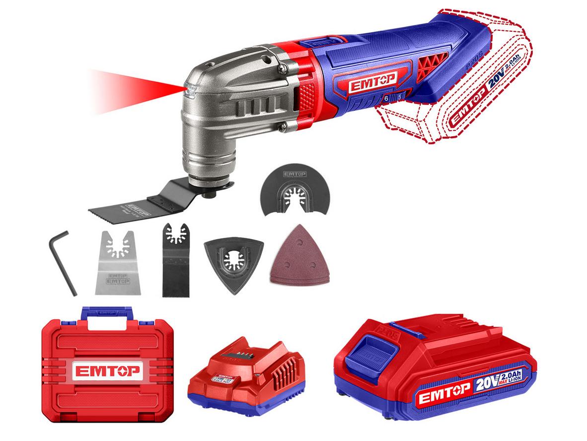 Tổng quan Máy cắt góc đa năng dùng pin 20V Emtop ELMF20221