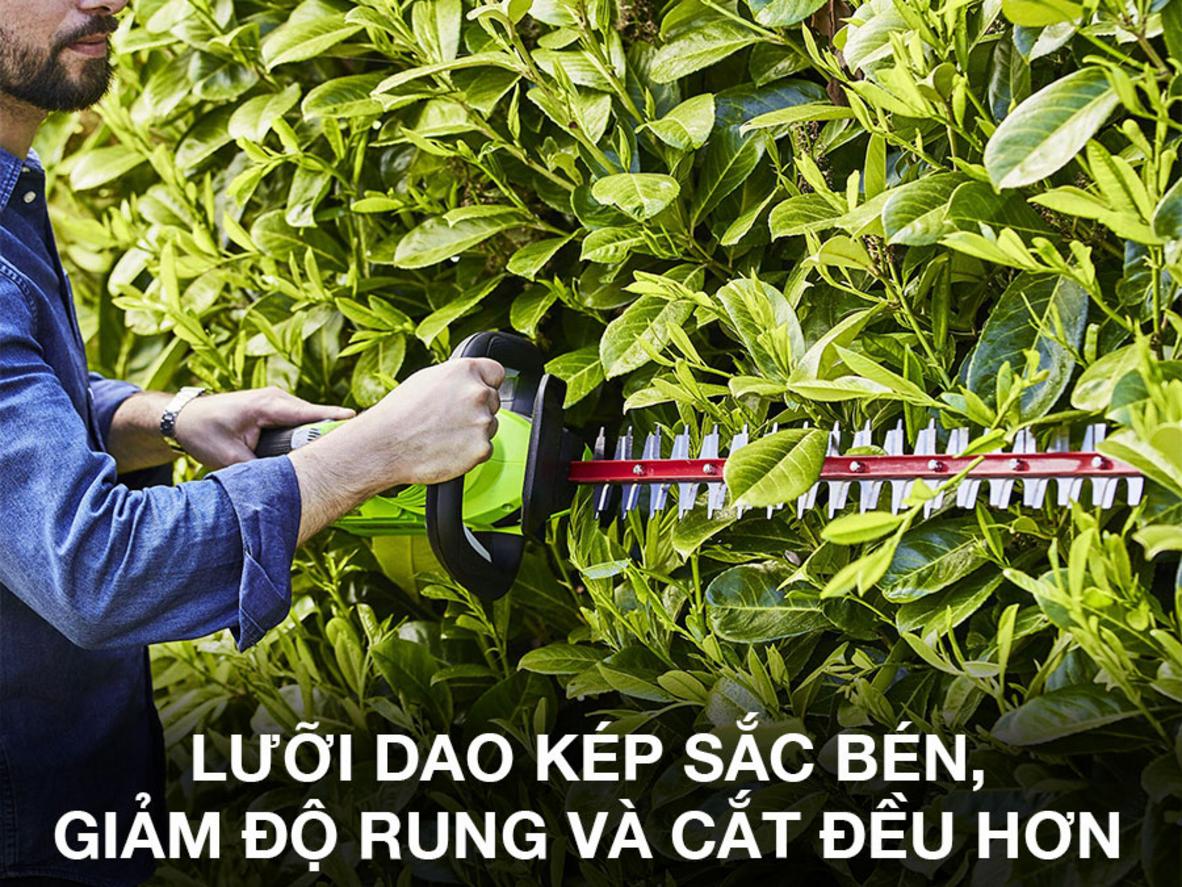 Tổng quan Máy cắt tỉa hàng rào dùng pin Greenworks 40V G40HT61 (2200907) (Chưa pin, sạc)