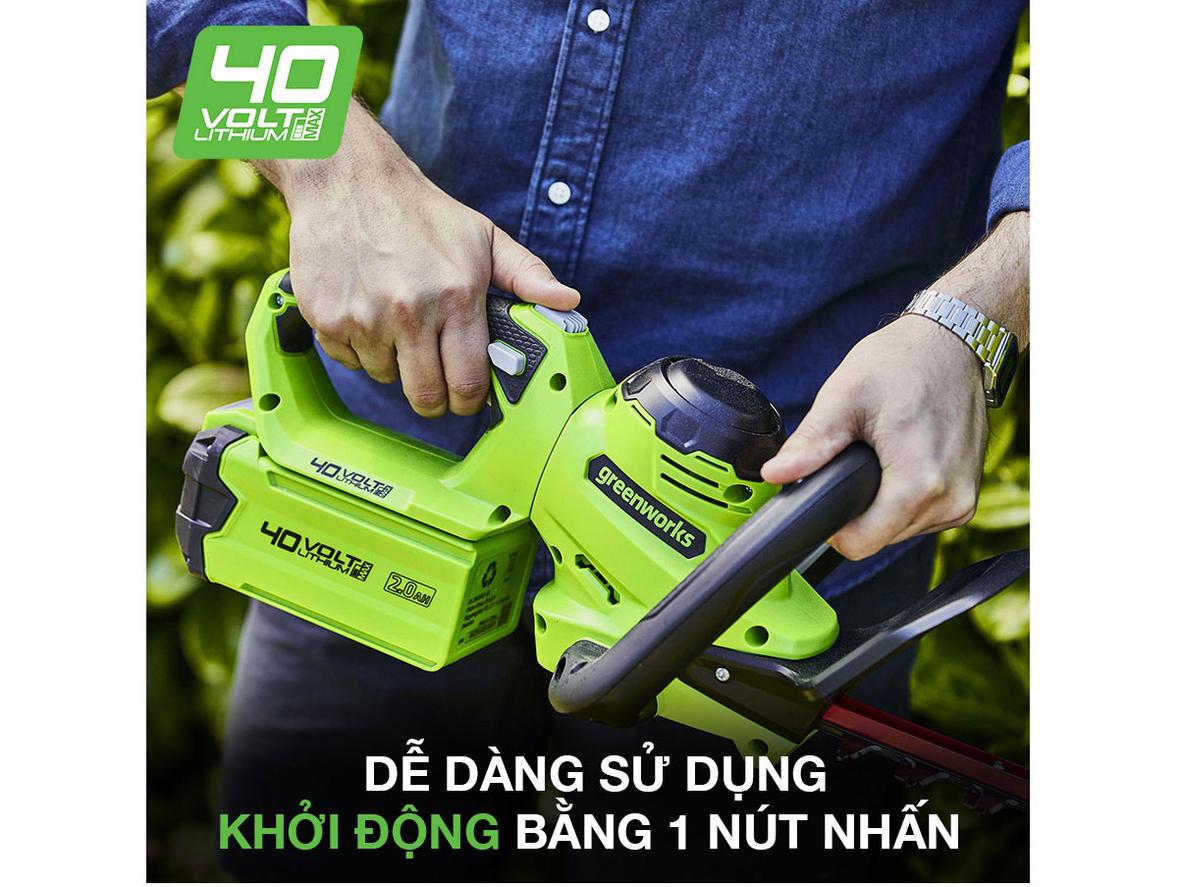 Tổng quan Máy cắt tỉa hàng rào dùng pin Greenworks 40V G40HT61 (2200907) (Chưa pin, sạc)