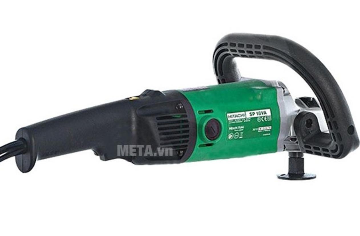 Đĩa 180mm tương thích phụ kiện phổ biến (Ảnh mô tả).","imagePrompt":"SP18VA fitted with a 180mm polishing pad working on a car panel, showing pad and mounting thread.