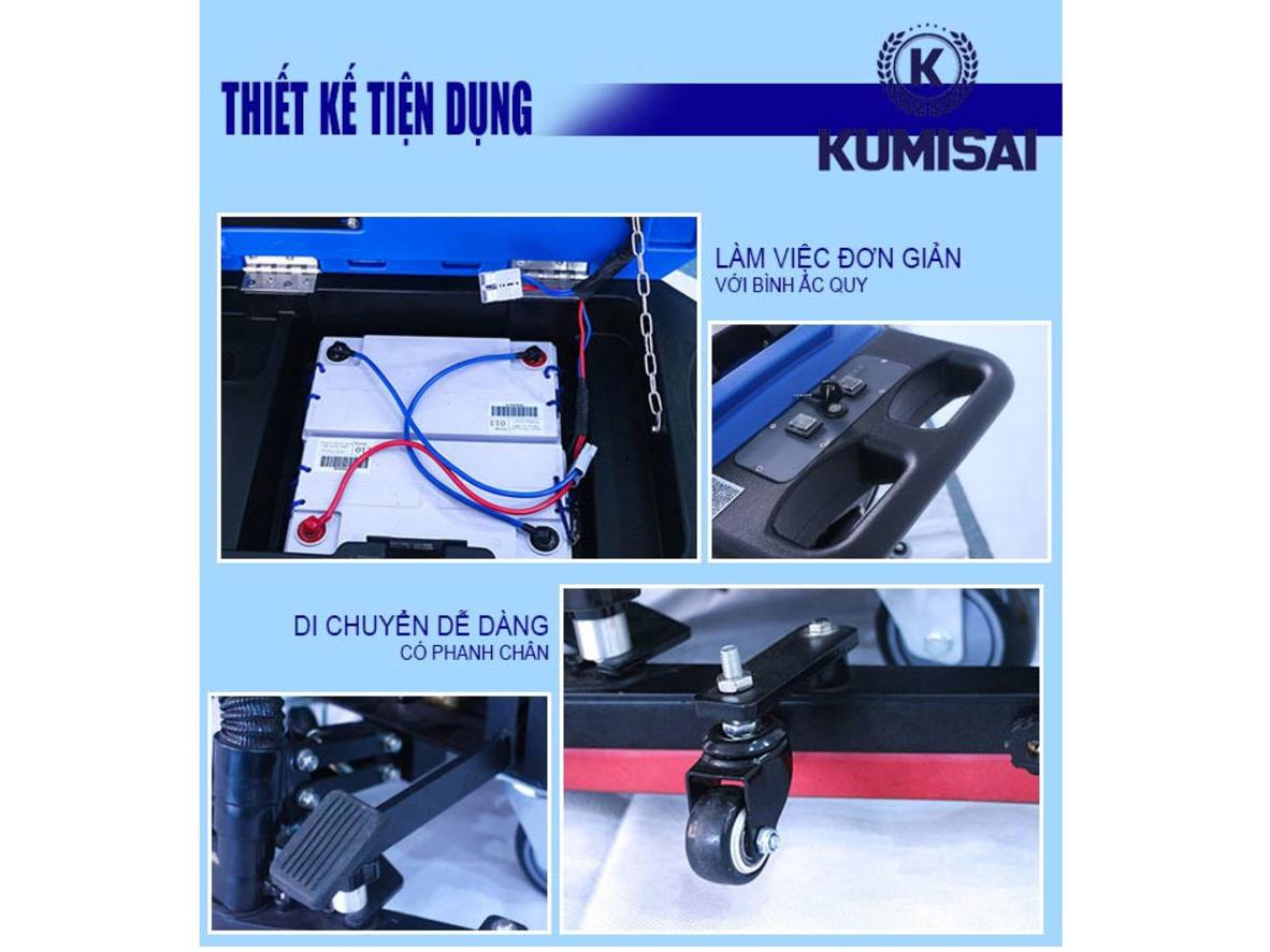 Bình chứa nước và khoang ắc quy của KMS 70D - rõ ràng, dễ bảo trì.