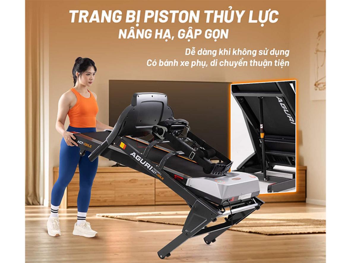 Incline 0–15% kết hợp 12 chương trình sẵn có cho phép người dùng tăng dần cường độ và theo dõi tiến độ đo Body Fat.