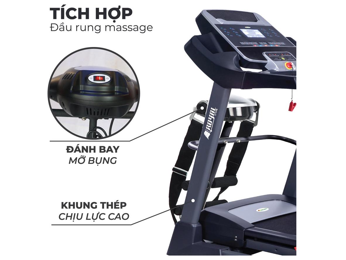 Minh họa chức năng nâng dốc tự động, hiển thị các mức incline trên màn hình
