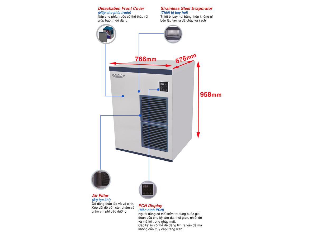 Năng suất ~405 kg/ngày, đáp ứng nhu cầu kinh doanh lớn.