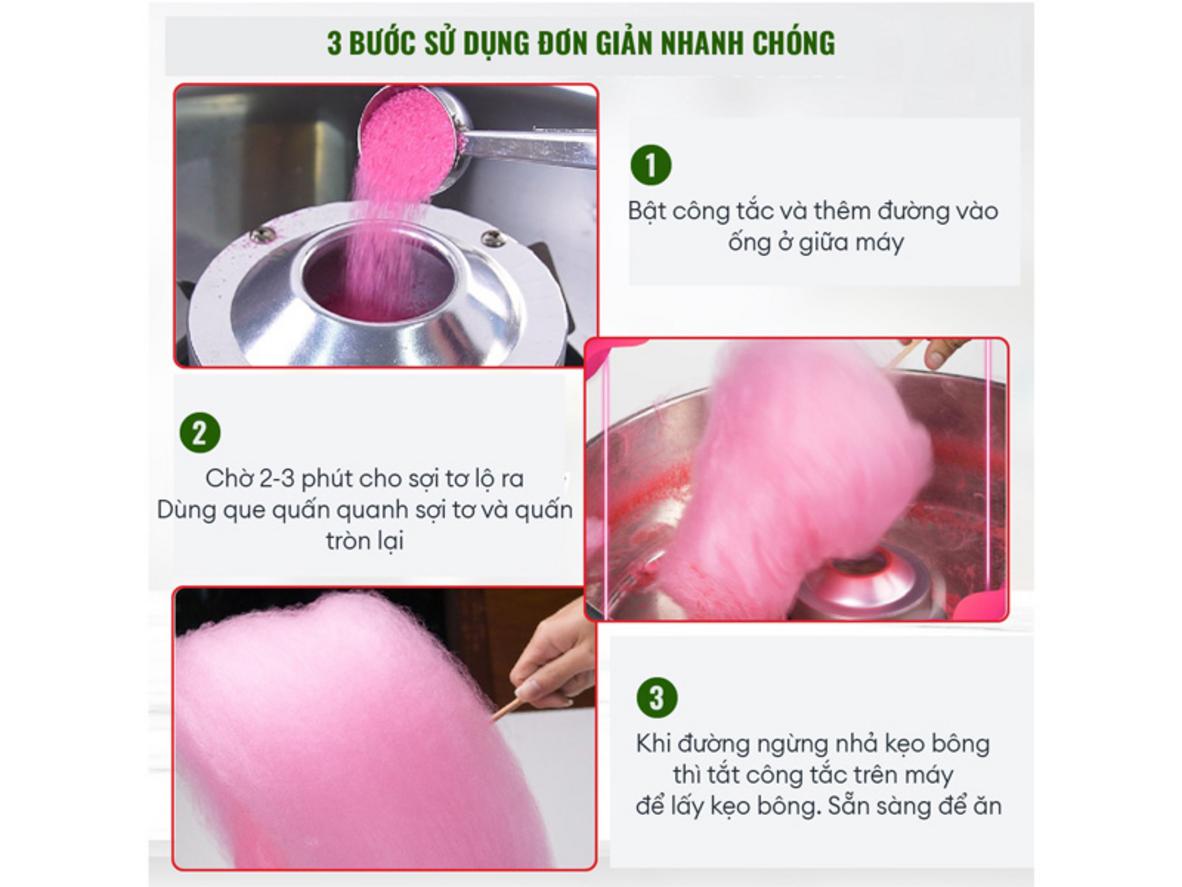 Công suất 1000W & tốc độ quay nhanh — sản xuất kẹo bông hiệu suất cao