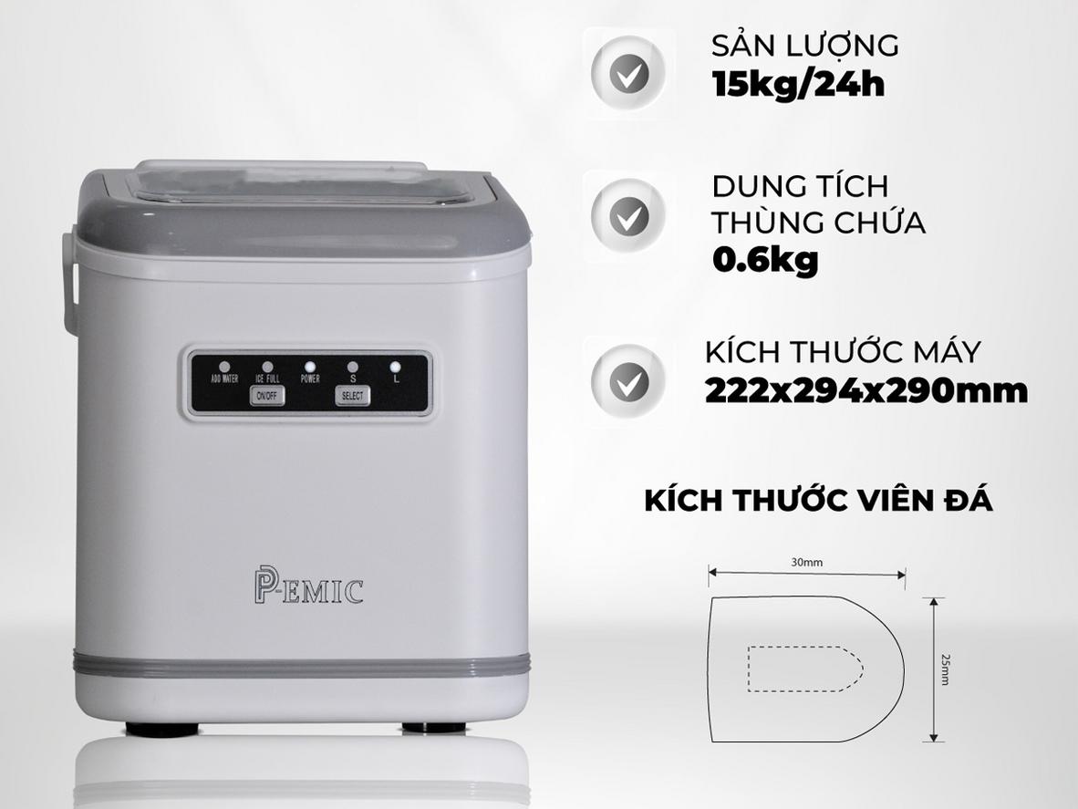 Đá viên trong vòng 6–9 phút, 9 viên/mẻ