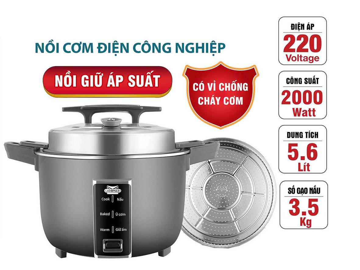 Tổng quan Nồi cơm điện công nghiệp Ladomax HA-7356 - 5.6 lít