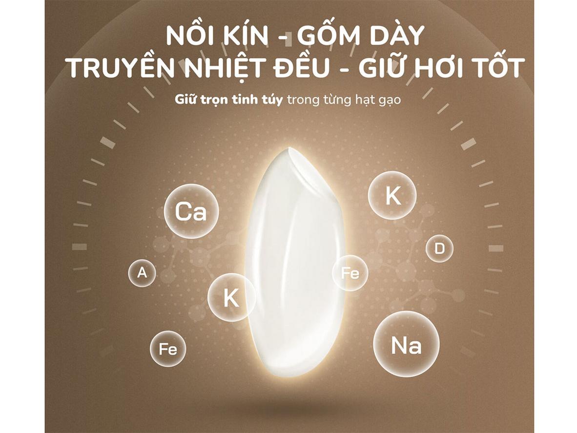 Dung tích 1.8L phù hợp gia đình 3-6 người