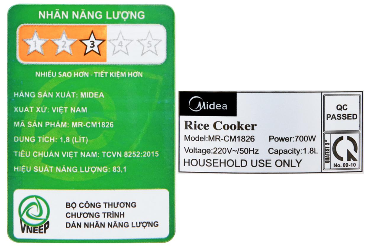 Tổng quan Nồi cơm điện Midea MR-CM1826 1.8 lít
