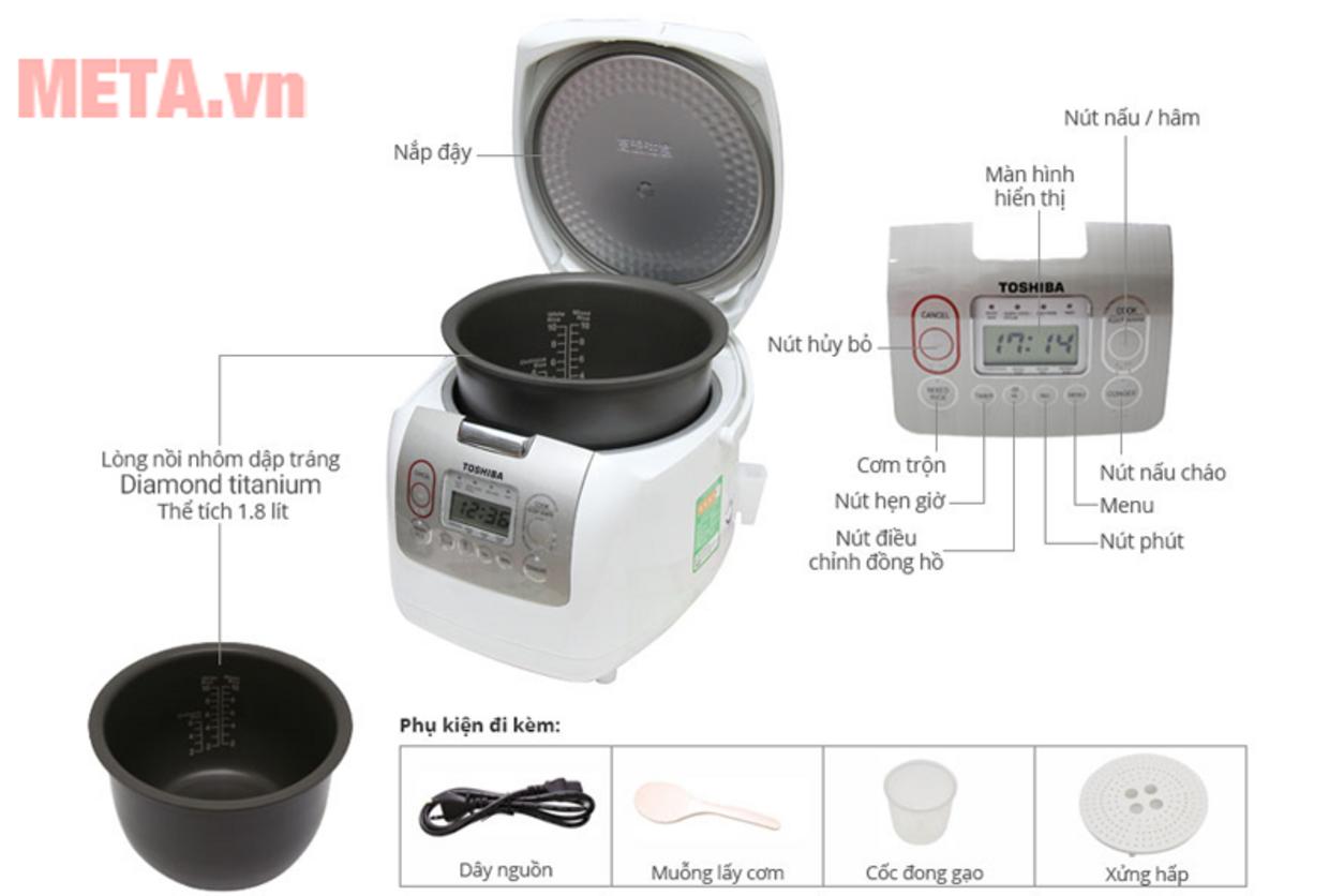 Tổng quan Nồi cơm điện tử 1.8 lít Toshiba RC18NMFVN (WT)
