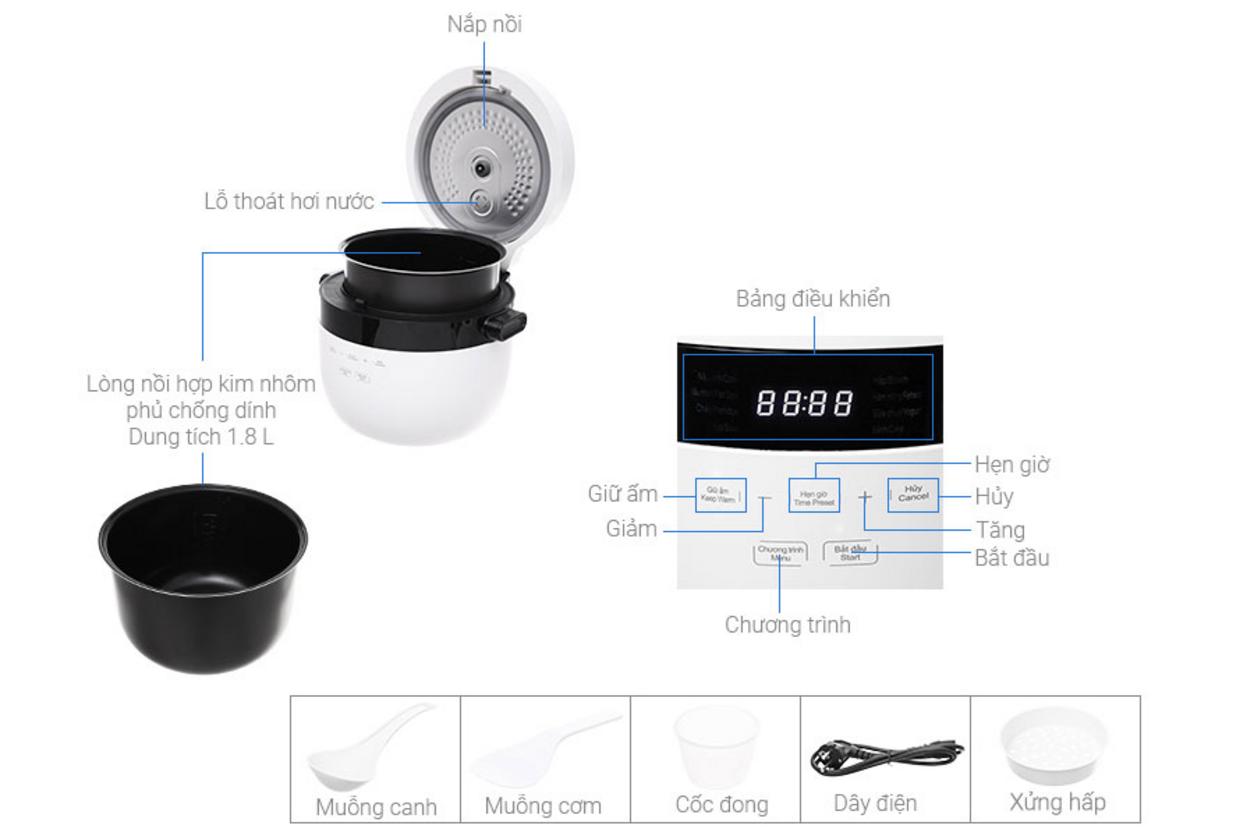 Tổng quan Nồi cơm điện tử Kangaroo 1.8 lít KG18DR9