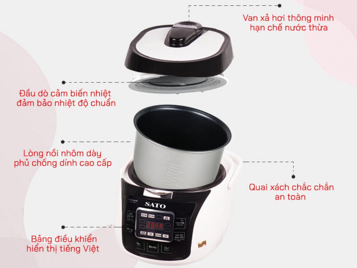 Tổng quan Nồi cơm điện tử Sato 18DT017 1.8L