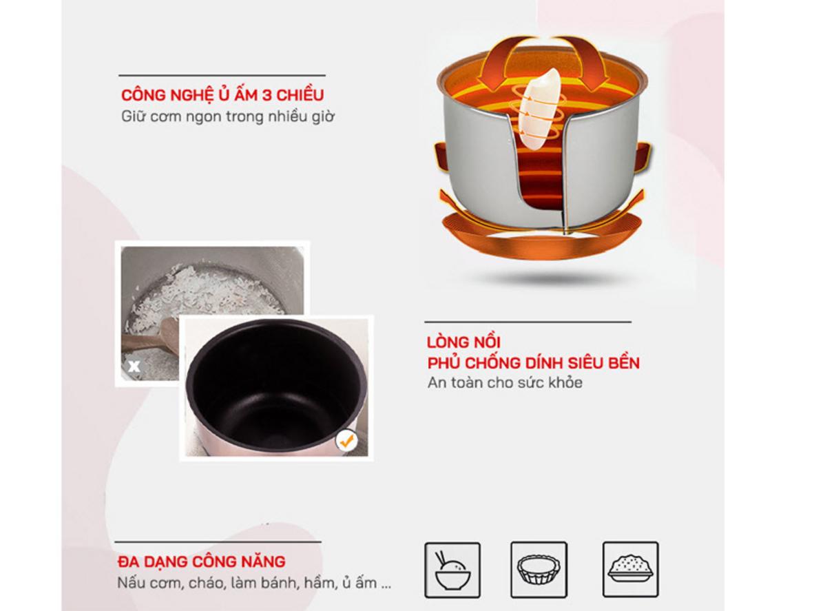 Bảng điều khiển 8 chế độ và chức năng giữ ấm