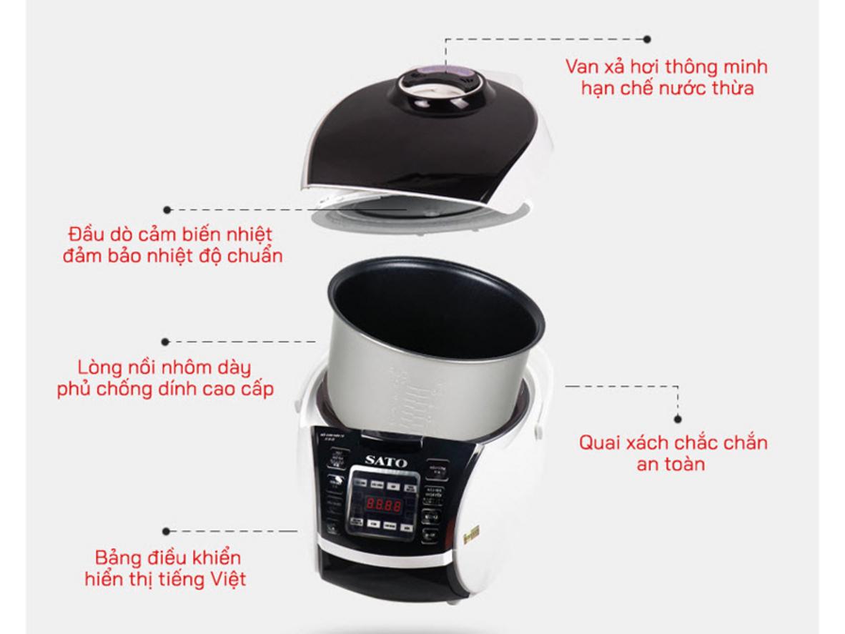 Phụ kiện kèm theo: xửng hấp, cốc đong, muỗng