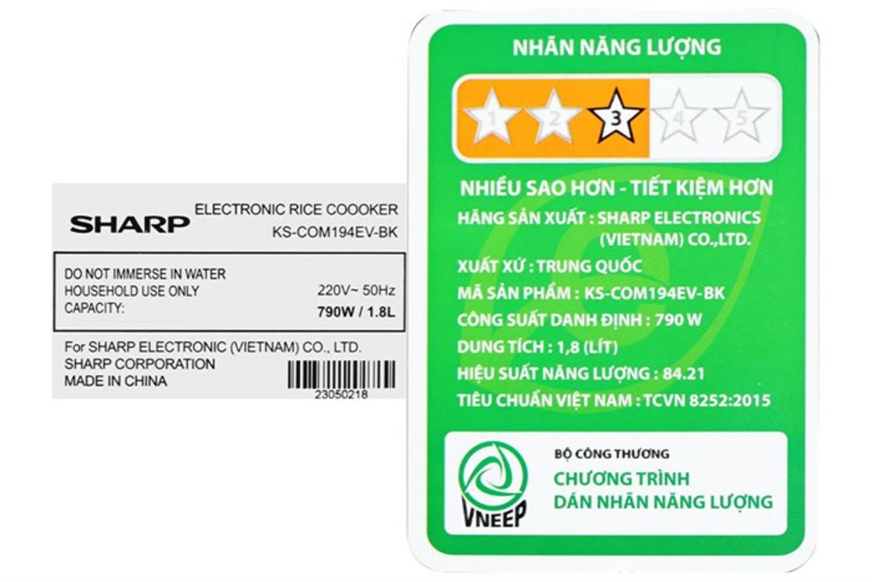Tổng quan Nồi cơm điện tử Sharp KS-COM194EV - 1.8 lít