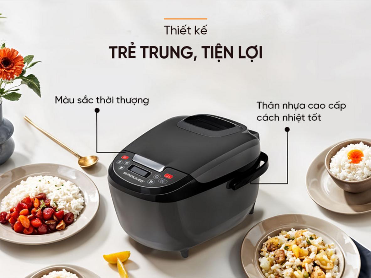 Tổng quan Nồi cơm điện tử Sunhouse SHD8909B - 1.8 lít
