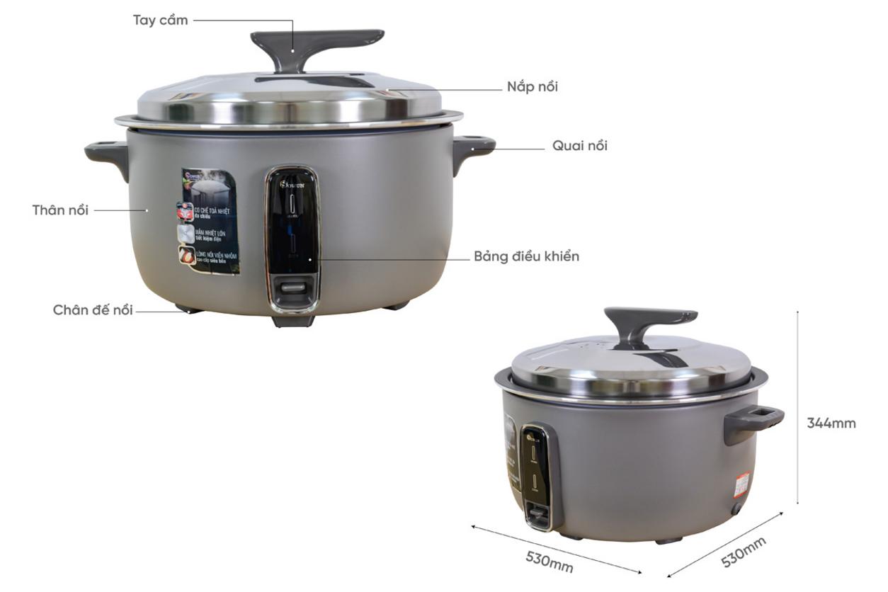 Dung tích 10 lít — nấu được ~5kg gạo