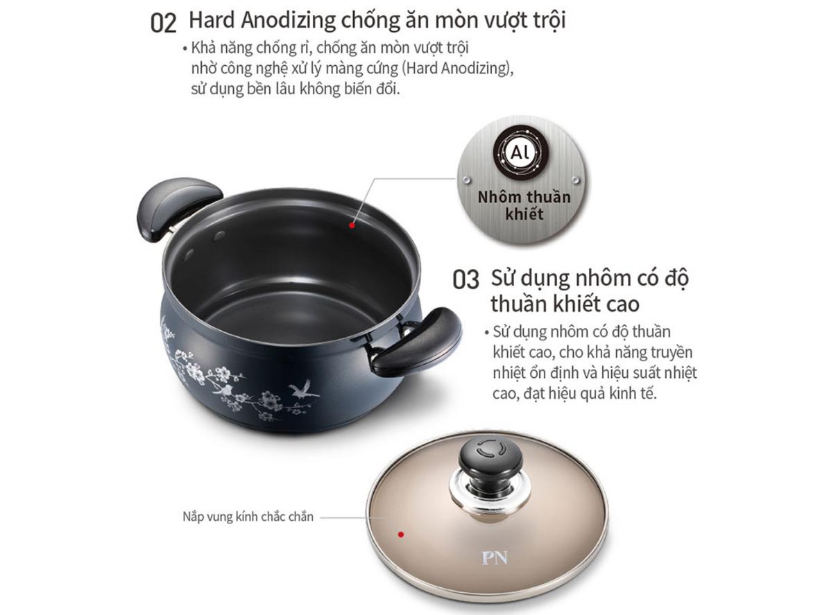 Tương thích bếp từ & vung kính chịu nhiệt.