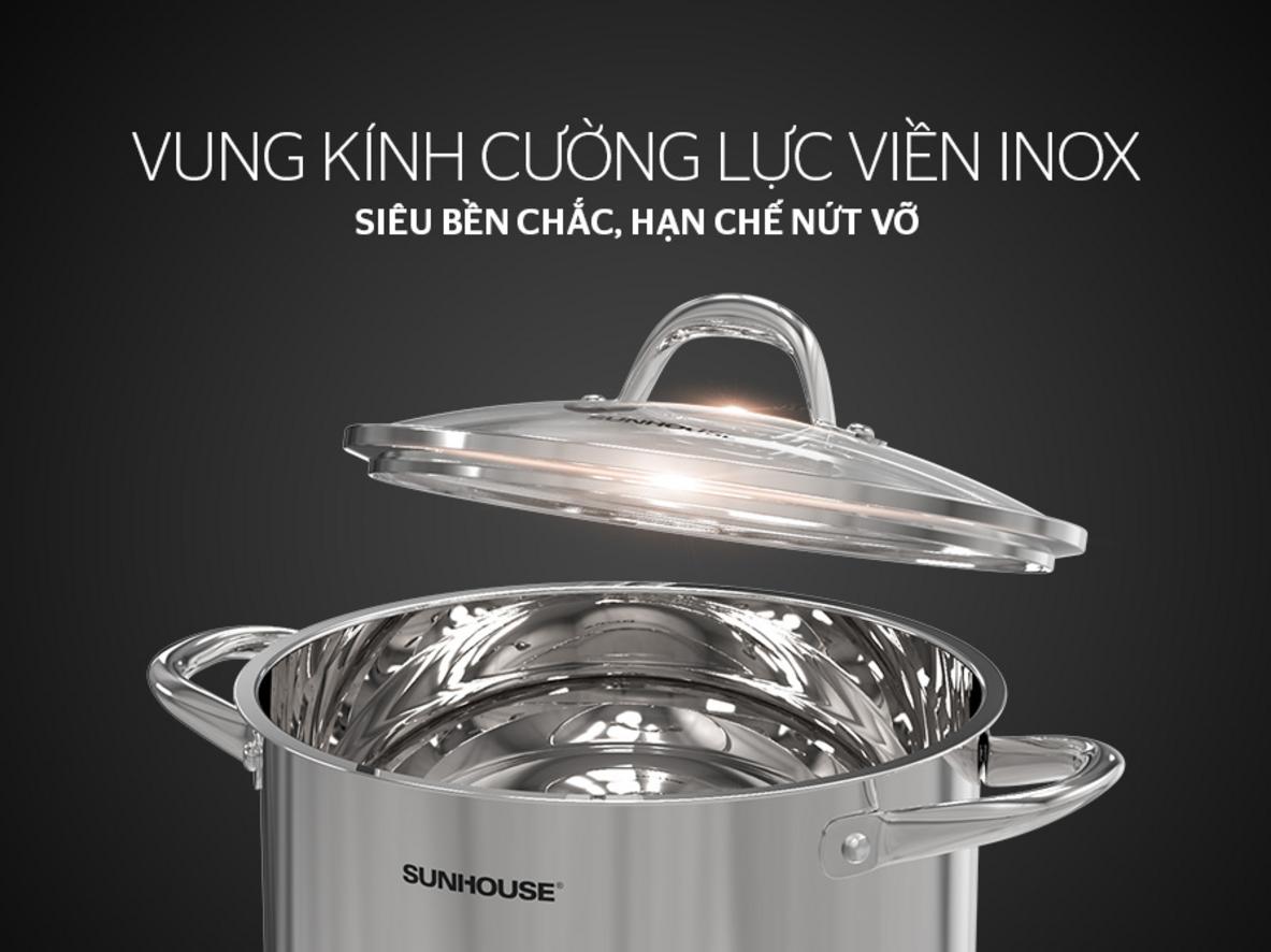 Tổng quan Nồi inox 3 đáy Sunhouse SHG301-26 - 26cm