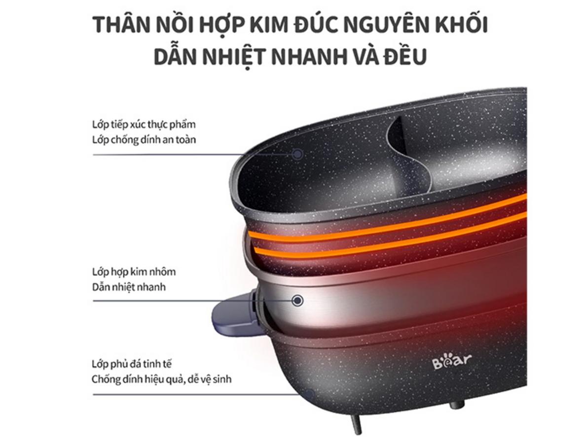 Hai ngăn riêng biệt cho hai vị lẩu