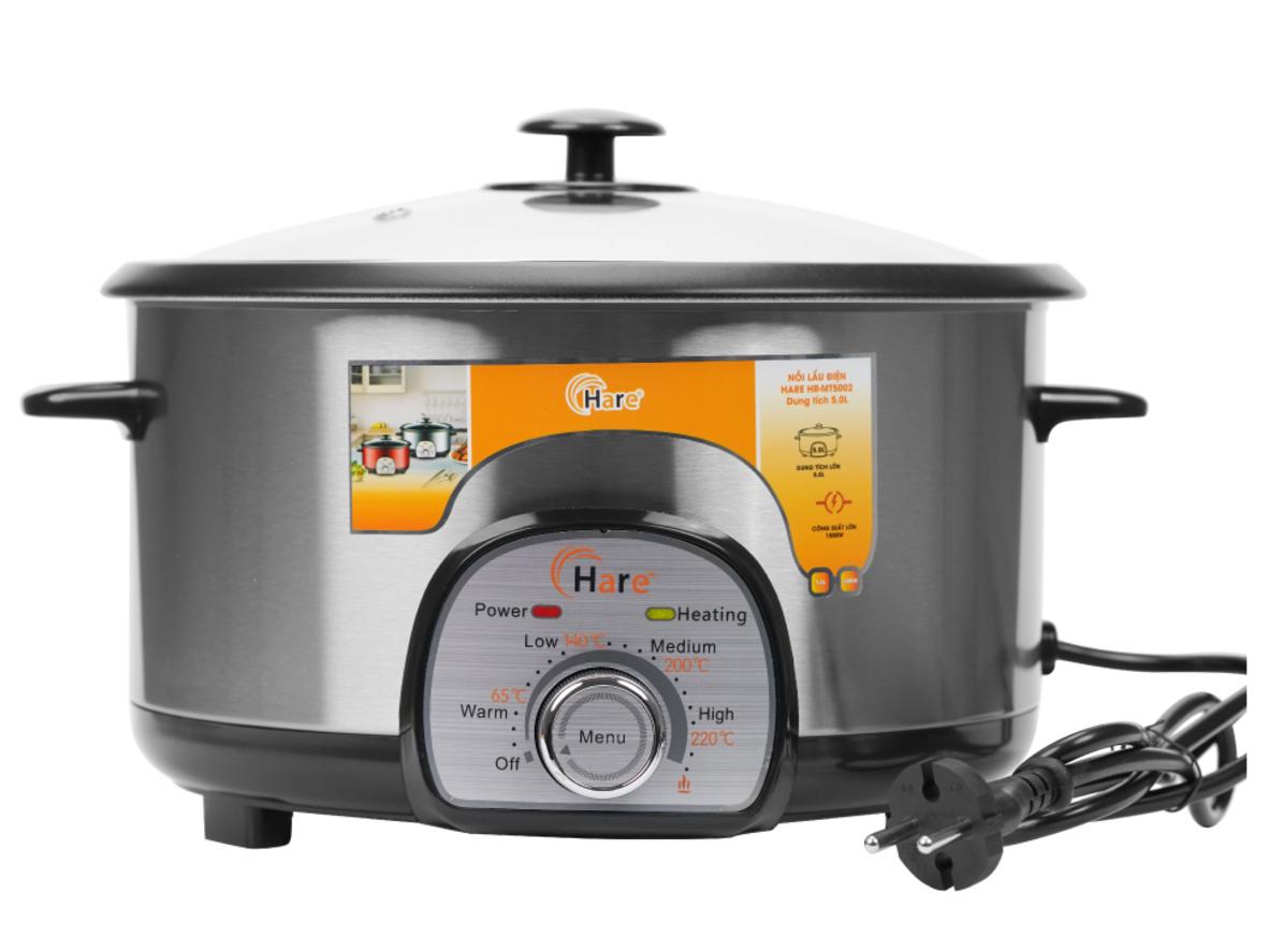Tổng quan Nồi lẩu điện đa năng Hare HR-MT5002 (5 lít, màu ghi)
