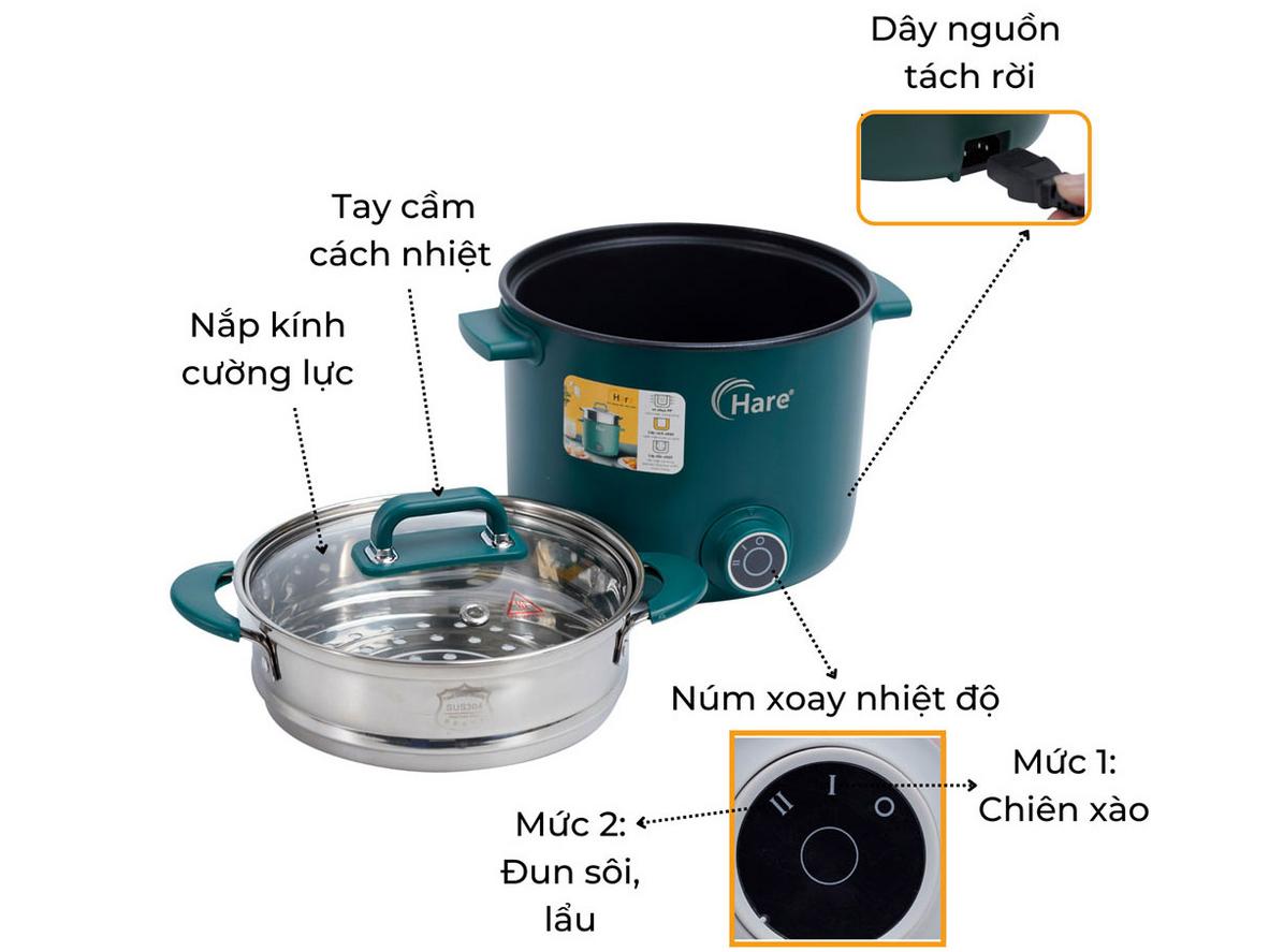 Tổng quan Nồi lẩu điện đa năng mini Hare HR-MF1506 (1.5 lít)