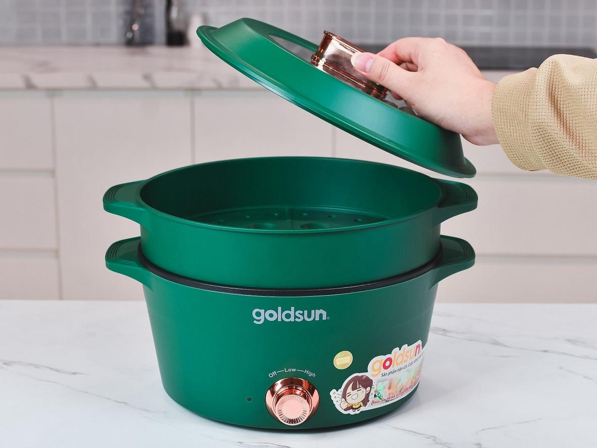 Tổng quan Nồi lẩu điện Goldsun GMC3003 (5 lít, có xửng hấp)