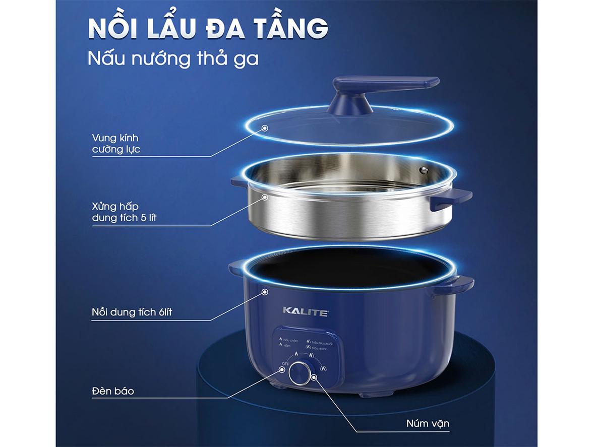 Lòng nồi phủ chống dính 2 lớp & tính năng tự ngắt